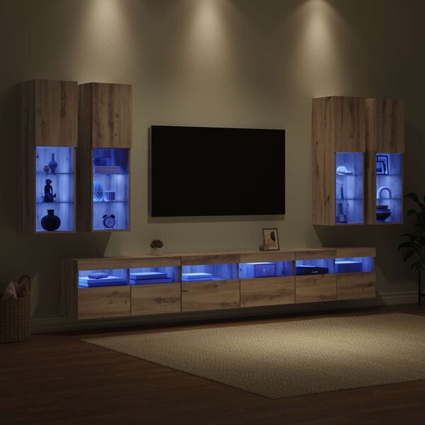 VidaXL TV falit kabinet szett 7 pcs Artisan tölgy Faanyag