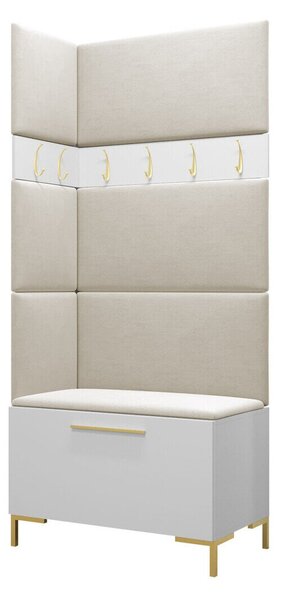 Előszoba garnitúra Nomal IV, 196x84x46cm, Fehér, Laminált forgácslap, Kárpit