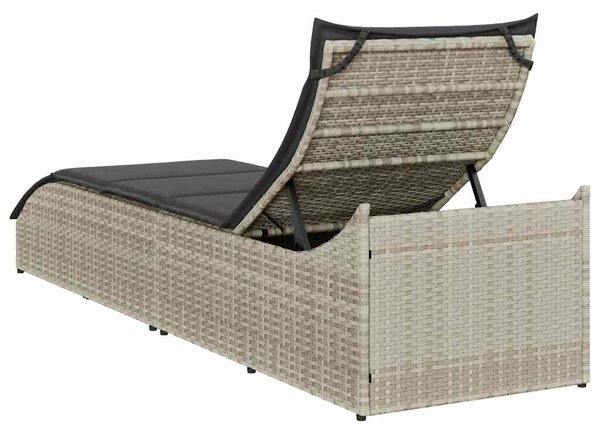 VidaXL összecsukható napozóágy párnával és tárolóval polyrattan