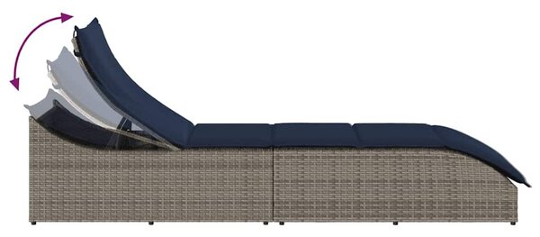 VidaXL összecsukható napozóágy párnával és tárolóval szürke polyrattan