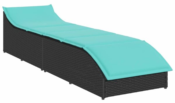 VidaXL fekete polyrattan összecsukható napozóágy párnával és tárolóval