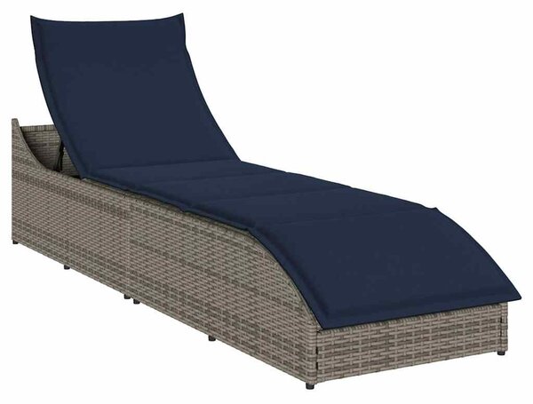 VidaXL összecsukható napozóágy párnával és tárolóval szürke polyrattan