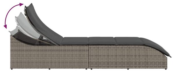 VidaXL összecsukható napozóágy párnával és tárolóval szürke polyrattan