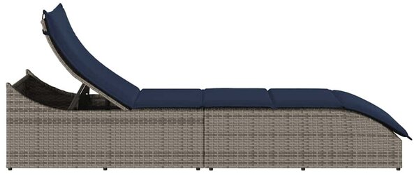VidaXL összecsukható napozóágy párnával és tárolóval szürke polyrattan