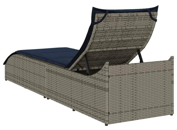 VidaXL összecsukható napozóágy párnával és tárolóval szürke polyrattan