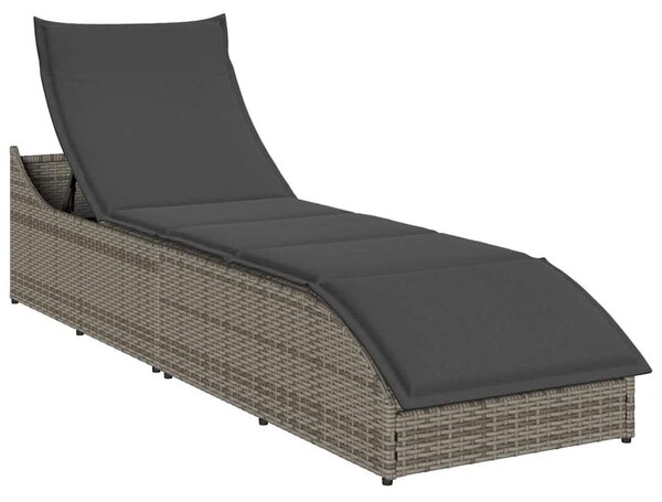 VidaXL összecsukható napozóágy párnával és tárolóval szürke polyrattan