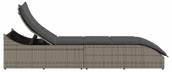 VidaXL összecsukható napozóágy párnával és tárolóval szürke polyrattan