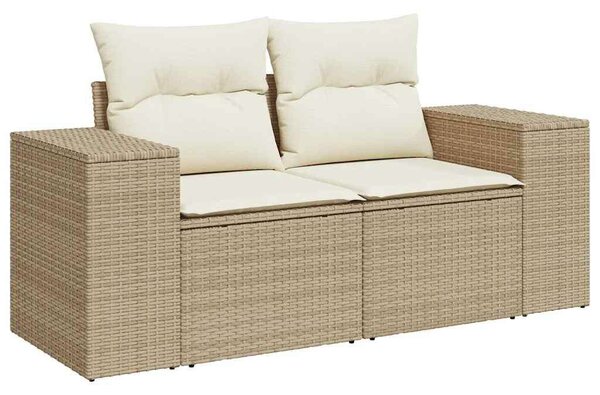 VidaXL 7 részes bézs polyrattan kerti ülőgarnitúra párnákkal