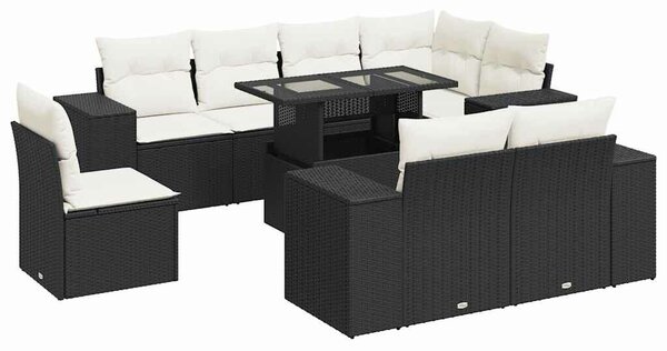 VidaXL Polyrattan Kerti Ülőgarnitúra - 9 részes - Fekete