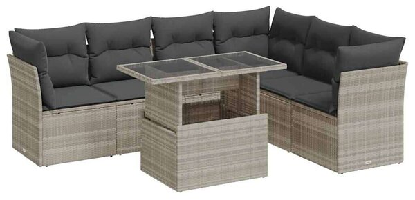 VidaXL Polyrattan Kerti Ülőgarnitúra - 7 részes, Világosszürke