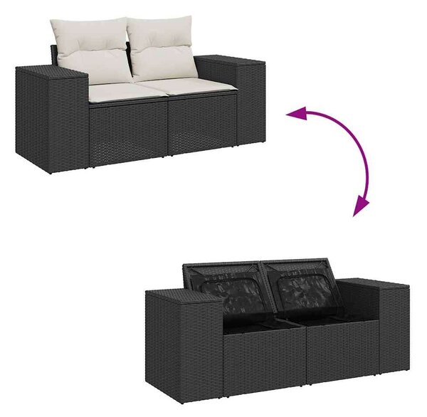 VidaXL 8 részes Polyrattan Kerti Ülőgarnitúra - Fekete