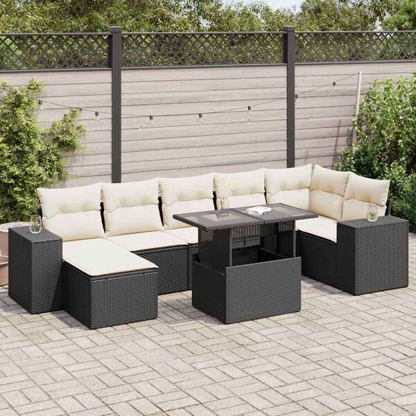 VidaXL 8 részes Polyrattan Kerti Ülőgarnitúra - Fekete