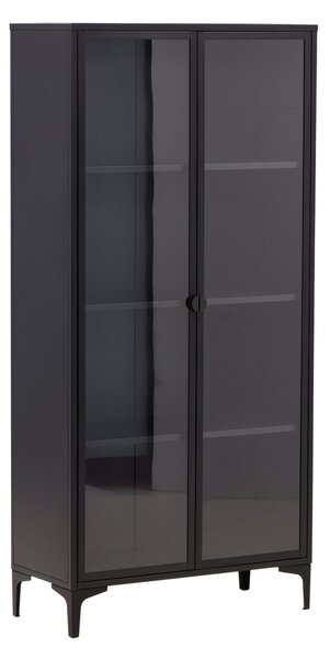 Könyvespolc Romcamu 103, Zárt, Ajtókkal, Fém, Üveg, 190x90x40cm, Fekete