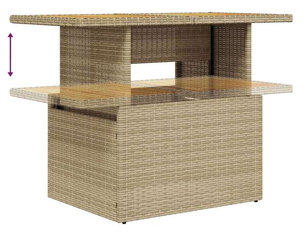 VidaXL Polyrattan Kerti Ülőgarnitúra - 7 részes - Bézs