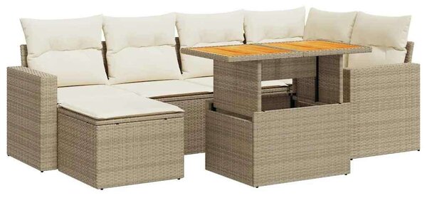 VidaXL Polyrattan Kerti Ülőgarnitúra - 7 részes - Bézs