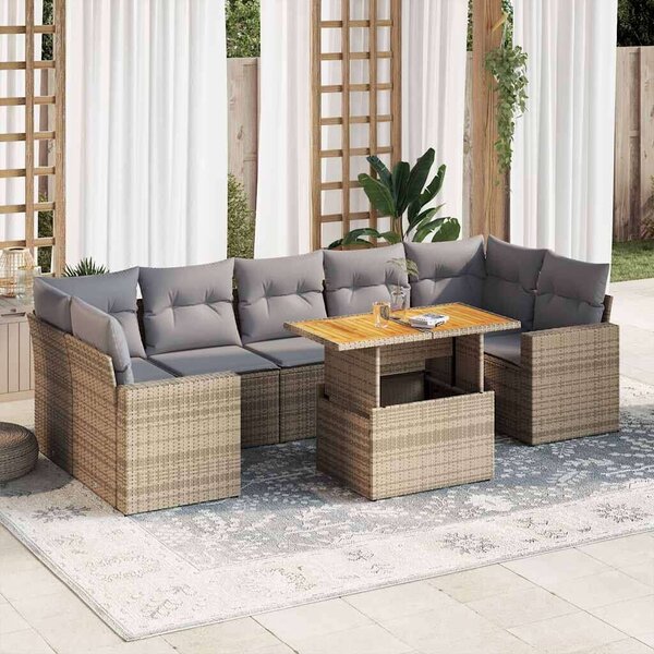 VidaXL Polyrattan Kerti Ülőgarnitúra - 8 részes - Bézs