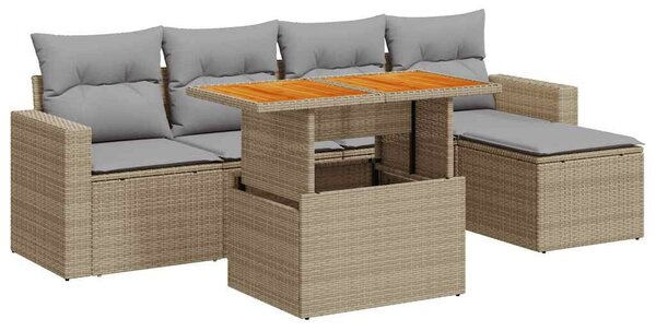 VidaXL Polyrattan Kerti Ülőgarnitúra - 6 részes - Bézs