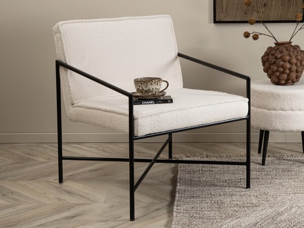 Fotel Dallas 1707, Laminált forgácslap, 72x66x78cm, Krém, Fekete