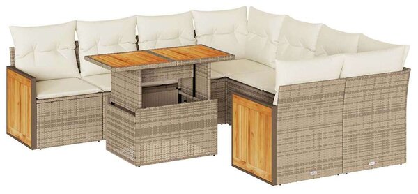 VidaXL Polyrattan Kerti Ülőgarnitúra - 9 részes - Bézs