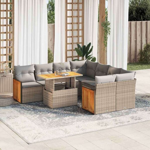VidaXL Polyrattan Kerti Ülőgarnitúra - 9 részes - Bézs