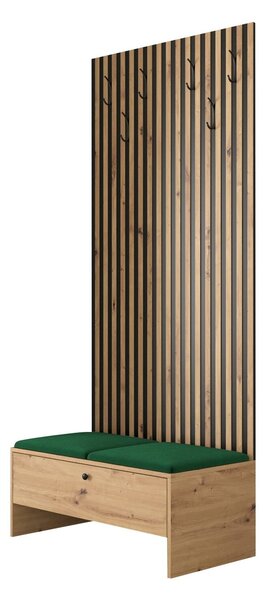 Előszoba garnitúra Donio IV, 206x85x44cm, Artisan tölgy, Fekete, Kárpit, Laminált forgácslap
