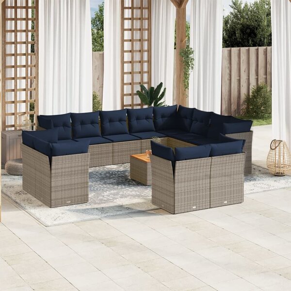 VidaXL 13 részes szürke polyrattan kerti ülőgarnitúra párnákkal