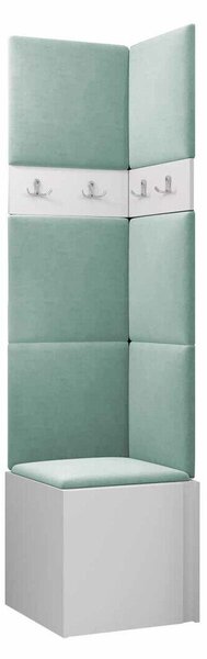 Előszoba garnitúra Pinis XXI, 186x42x46cm, Fehér, Laminált forgácslap, Kárpit