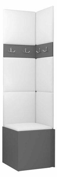 Előszoba garnitúra Pinis XXI, 186x42x46cm, Grafit, Laminált forgácslap, Öko-bőr