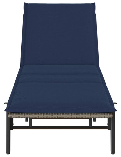VidaXL szürke polyrattan napozóágy párnával