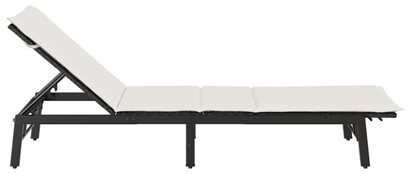 VidaXL fekete polyrattan napozóágy párnával