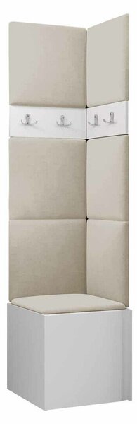 Előszoba garnitúra Pinis XXI, 186x42x46cm, Fehér, Kárpit, Laminált forgácslap