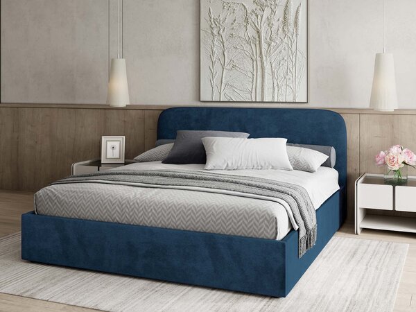 RENIVE K kárpitozott franciaágy ágyneműtartóval 160x200 - királykék