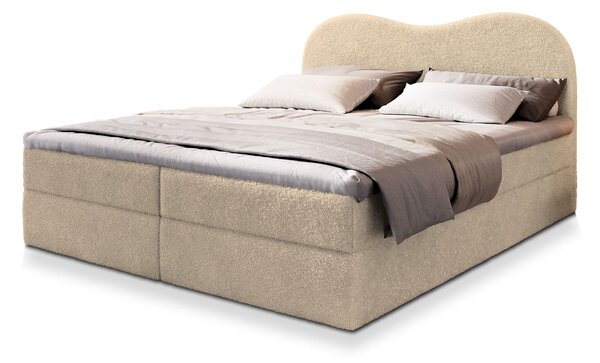 FLUVIA N ágyneműtartós boxspring ágy 140x200 - krémszínű