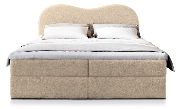 FLUVIA N ágyneműtartós boxspring ágy 140x200 - krémszínű
