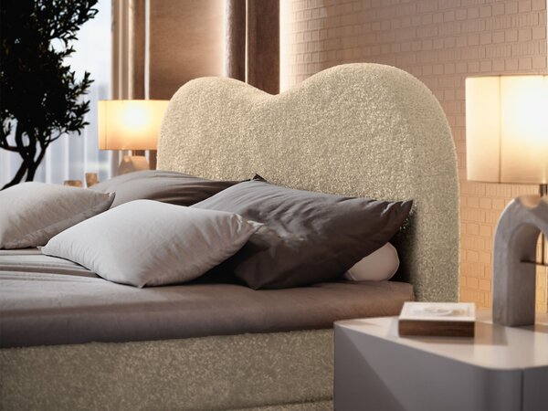 FLUVIA N ágyneműtartós boxspring ágy 140x200 - krémszínű