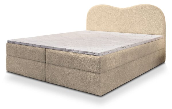FLUVIA N ágyneműtartós boxspring ágy 140x200 - krémszínű