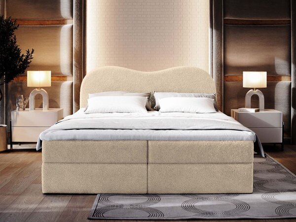 FLUVIA N ágyneműtartós boxspring ágy 140x200 - krémszínű