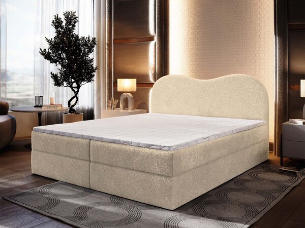 FLUVIA N ágyneműtartós boxspring ágy 140x200 - krémszínű