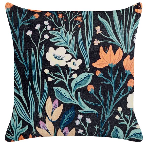 2 db díszpárna OSMUNDA Bársony 45 x 45 cm Fekete Virágmintás