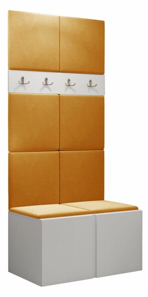 Előszoba garnitúra Pinis IV, 186x84x46cm, Fehér, Kárpit, Laminált forgácslap