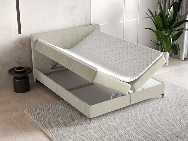 TORREL kárpitozott boxspring franciaágy 140x200 – krémszínű
