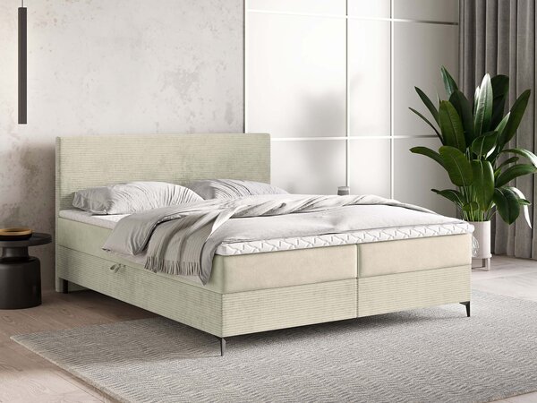 TORREL kárpitozott boxspring franciaágy 140x200 – krémszínű