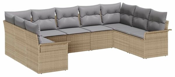 VidaXL Kerti Kanapé Szett tárolóval 9 pcs Bézs polirattan