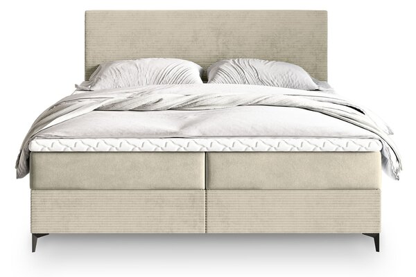 TORREL kárpitozott boxspring franciaágy 140x200 – krémszínű