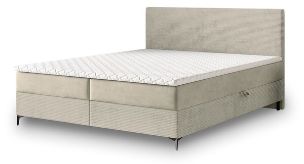 TORREL kárpitozott boxspring franciaágy 140x200 – krémszínű
