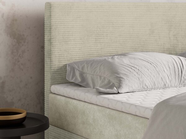 TORREL kárpitozott boxspring franciaágy 140x200 – krémszínű