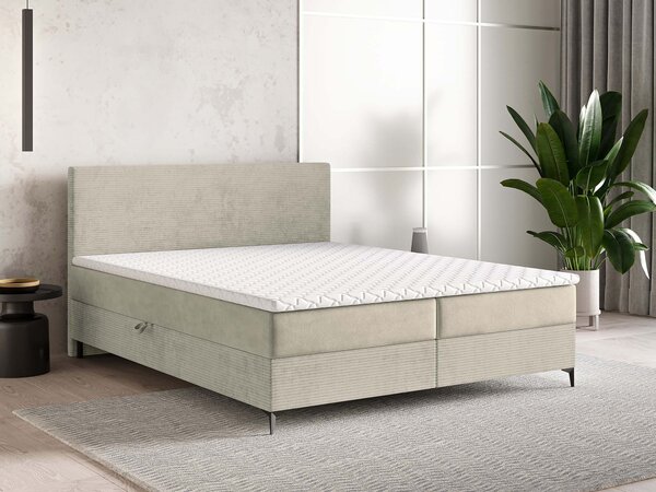 TORREL kárpitozott boxspring franciaágy 140x200 – krémszínű