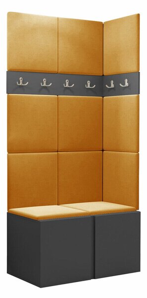 Előszoba garnitúra Pinis I, 186x84x46cm, Grafit, Kárpit, Laminált forgácslap