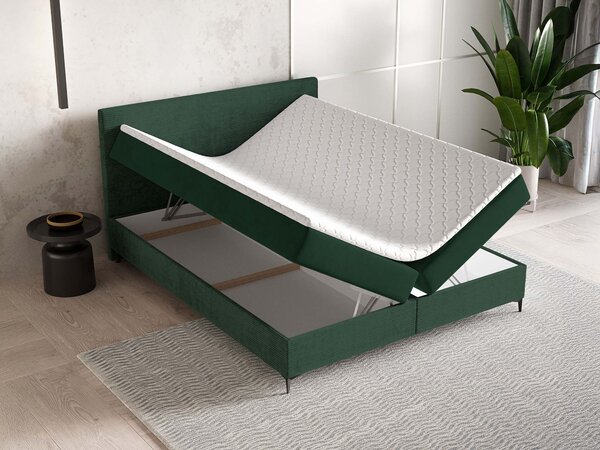 TORREL kárpitozott boxspring franciaágy 180x200 – sötétzöld