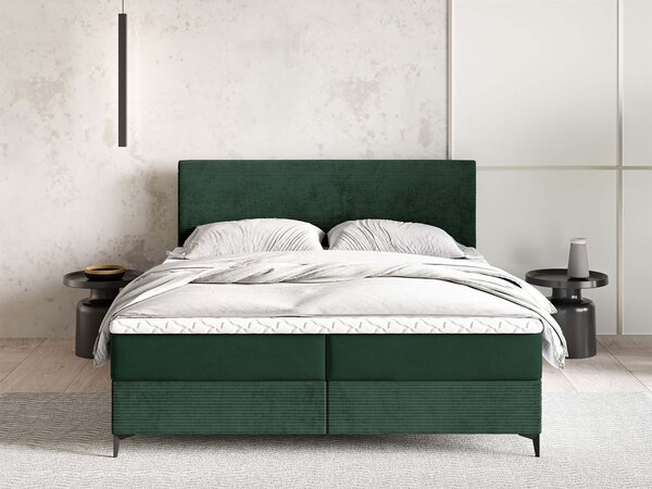 TORREL kárpitozott boxspring franciaágy 180x200 – sötétzöld
